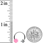 16G 3/8 Butterfly Pink Flower Horseshoe Circular Barbell