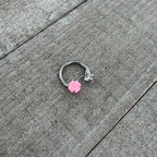 16G 3/8 Butterfly Pink Flower Horseshoe Circular Barbell