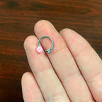 16G 3/8 Butterfly Pink Flower Horseshoe Circular Barbell