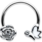 16G 3/8 Clear Gem White Butterfly Flower Horseshoe Circular Barbell