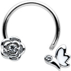 16G 3/8 Clear Gem White Butterfly Flower Horseshoe Circular Barbell