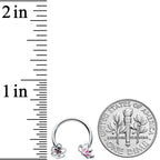 16G 3/8 Pink Butterfly Pink Gem Flower Horseshoe Circular Barbell