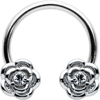 16G 3/8 Textured Blooming Flowers Horseshoe Circular Barbell