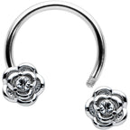 16G 3/8 Textured Blooming Flowers Horseshoe Circular Barbell