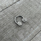 16G 3/8 Textured Blooming Flowers Horseshoe Circular Barbell