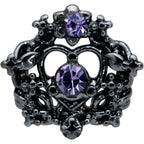 16G 5/16 Purple Gem Regal Black Crown Heart Labret Monroe Tragus