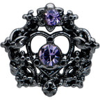 20G 7.5mm Purple Gem Regal Black Crown Heart L Shape Nose Ring