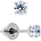 3mm Clear CZ Gem Implant Grade Titanium Stud Earrings