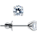 4mm Clear CZ Gem Implant Grade Titanium Stud Earrings