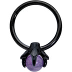 16G 3/8 Purple Amethyst Black Claw Hand Hinged Segment Ring