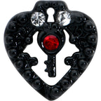 16G 5/16 Red Clear Gem Black Heart Key Labret Monroe Tragus