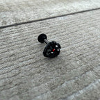 16G 5/16 Red Clear Gem Black Heart Key Labret Monroe Tragus