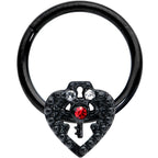 16G 3/8 Red Clear Gem Black Key Heart Hinged Segment Ring