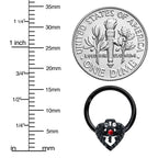 16G 3/8 Red Clear Gem Black Key Heart Hinged Segment Ring