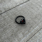 16G 3/8 Red Clear Gem Black Key Heart Hinged Segment Ring