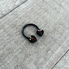 16G 3/8 Clear Red Gem Black Key Heart Horseshoe Circular Barbell