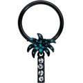 16G 3/8 Clear Gem Black Night Palm Tree Dangle BCR Captive Ring