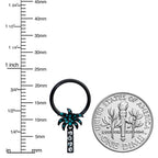 16G 3/8 Clear Gem Black Night Palm Tree Dangle BCR Captive Ring