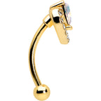 16G 5/16 Aurora Gem Gold Tone Rococo Heart Curved Eyebrow Ring