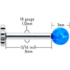 16G 5/16 Blue Synthetic Opal Titanium Threadless Flower Labret