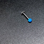 16G 5/16 Blue Synthetic Opal Titanium Threadless Flower Labret