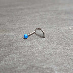 18G 1/4 Blue Synth Opal G23 Titanium Threadless Left Nose Screw