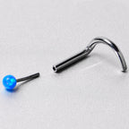 18G 1/4 Blue Synth Opal G23 Titanium Threadless Left Nose Screw