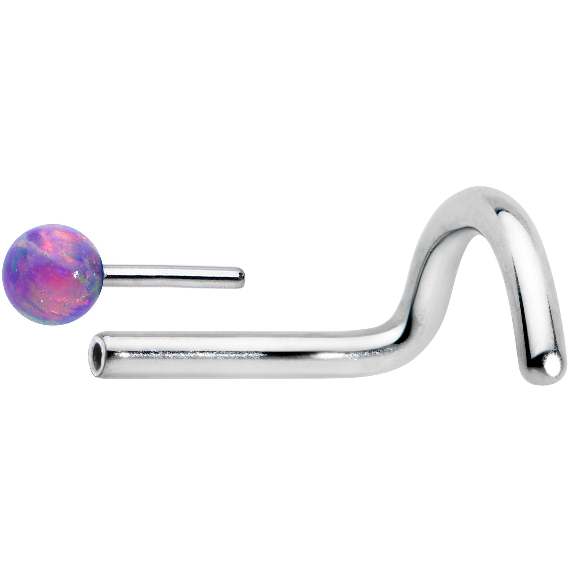 18G 1/4 Purple Synth Opal G23 Titanium Threadless Left Nose Screw