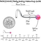 20G 1/4 Pink Synth Opal G23 Titanium Threadless Left Nose Screw