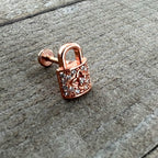 16G 5/16 Clear CZ Gem Rose Gold Tone Lock It Up Labret Tragus