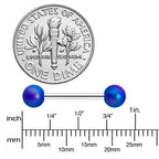 14G 9/16 Matte Blue Aurora Barbell Nipple Ring Set