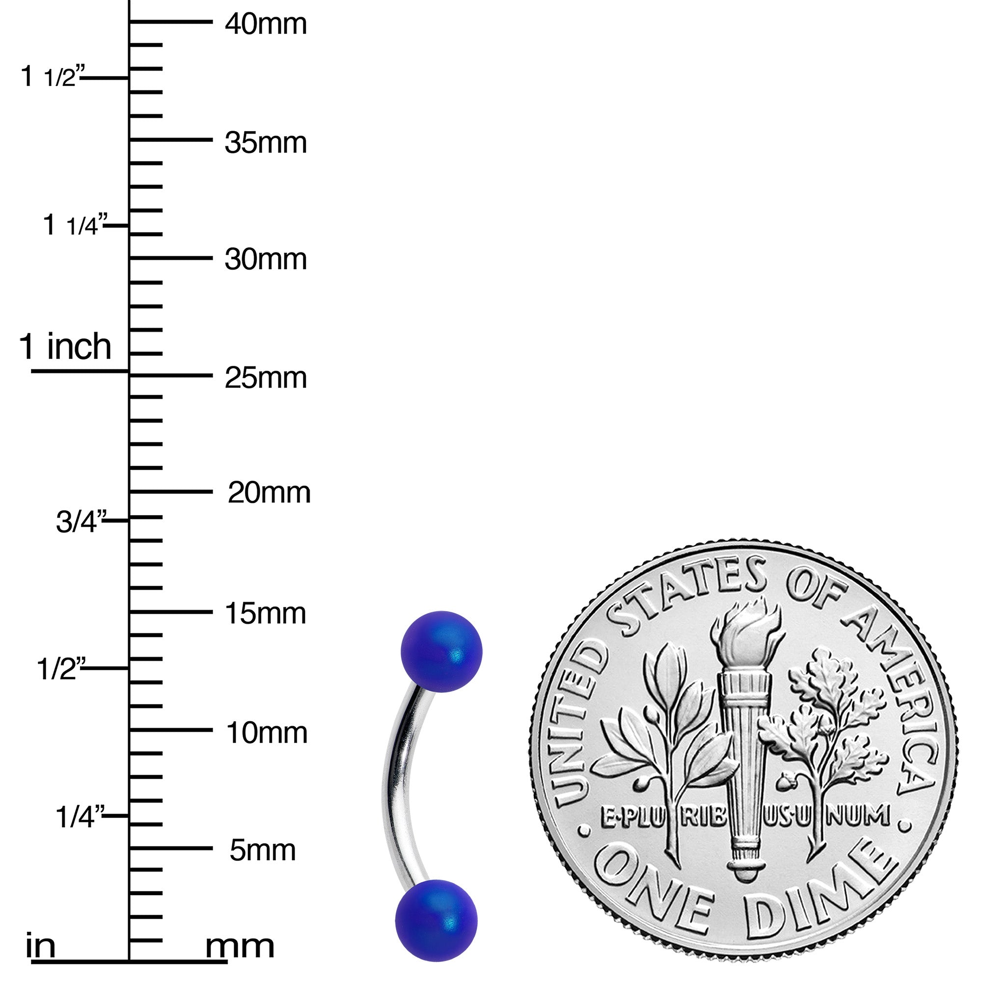 16G 5/16 Matte Blue Aurora Curved Eyebrow Ring