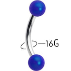 16G 5/16 Matte Blue Aurora Curved Eyebrow Ring