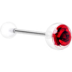 Bubble Rose Red Barbell Tongue Ring