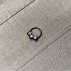 16G 3/8 Aurora Gem Black Rococo Trio Heart Hinged Segment Ring