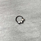 16G 3/8 Aurora Gem Black Rococo Trio Heart Hinged Segment Ring