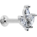 16G 5/16 Clear CZ Gem Threadless Leaves Labret Monroe Tragus