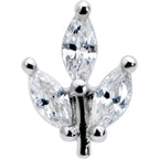 16G 5/16 Clear CZ Gem Threadless Leaves Labret Monroe Tragus