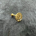 16G 5/16 Gold Tone Tree Circle Internal Thread Labret Monroe Tragus
