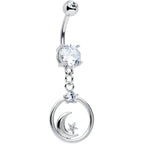 Clear Gem Star Crescent Moon Glamour Circle Dangle Belly Ring