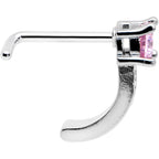 20G 1/4 Pink Gem Texture Glam Faux Hoop L Shape Nose Ring