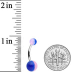 Two Tone Blue Pink Stripe Acrylic Ball Belly Ring