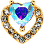 16G 1/4 Aurora Gem Gold Tone Rococo Heart Cartilage Tragus Earring