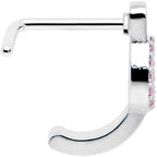 20G 5/16 Faint Pink Gem Retro Peace Sign Faux Hoop L Shape Nose Ring