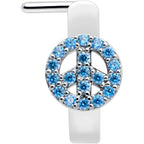 20G 5/16 Blue Gem Retro Peace Sign Faux Hoop L Shape Nose Ring