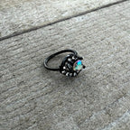 20G 5/16 Aurora Clear Gem Black Rococo Hearts Nose Hoop