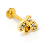 16G 5/16 Yellow Gem Gold Tone Fashion Winged Bug Labret Monroe Tragus