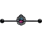 14G Purple Tourmaline Black Lacy Drop Industrial Barbell 38mm