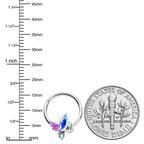 16G 3/8 Aurora CZ Gem Fleur de Lis Butterfly Hinged Segment Ring