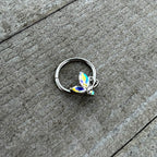 16G 3/8 Aurora CZ Gem Fleur de Lis Butterfly Hinged Segment Ring